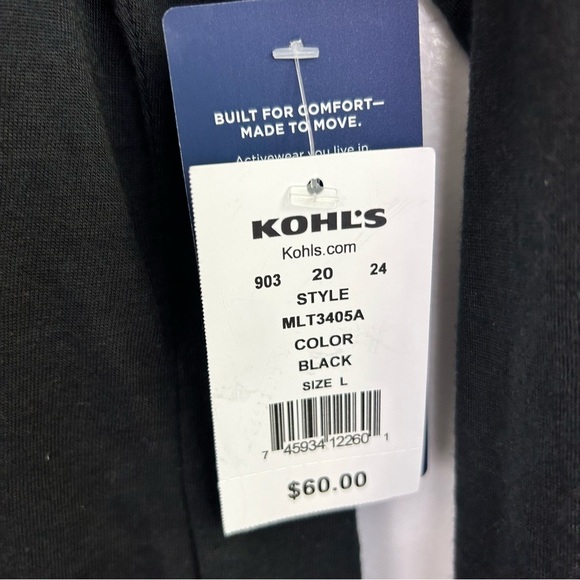 NWT Marika Long Sleeve Lightweight Tie Waist Black Top Size Large - Picture 8 of 9